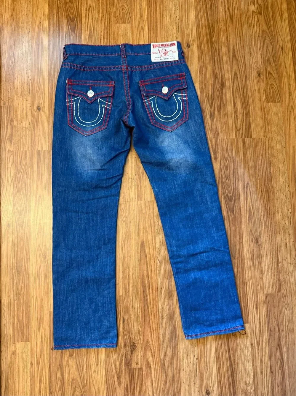 True Religion Men's Billy Super T Seat 34 Cotton Straight Leg Jeans Blue Size 36